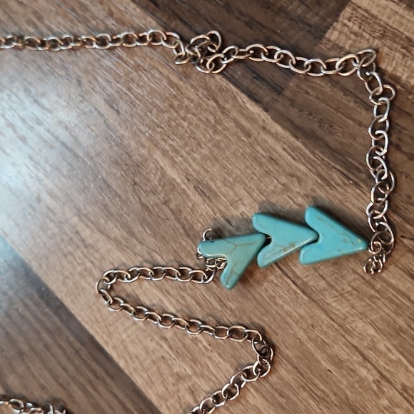 Arrow Follow Your Arrow Long Silver / Aqua Statement Piece & Matching Bracelet - Picture 3 of 3